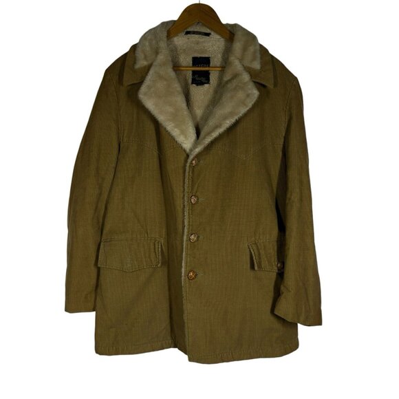 Peters Vintage 70’s Western Coat‎ Corduroy Faux Fur Sherpa Lined Size 44